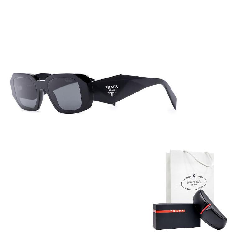Prada Logo Plastic Square Sunglasses Unisex sunglasses Black PR17WSF1AB5S0