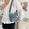 Lightweight Denim Zipper Crossbody Bag Stitching Line Embroidery Decoration Bag Hot Sale Casual Youth Women's Shoulder Bags
