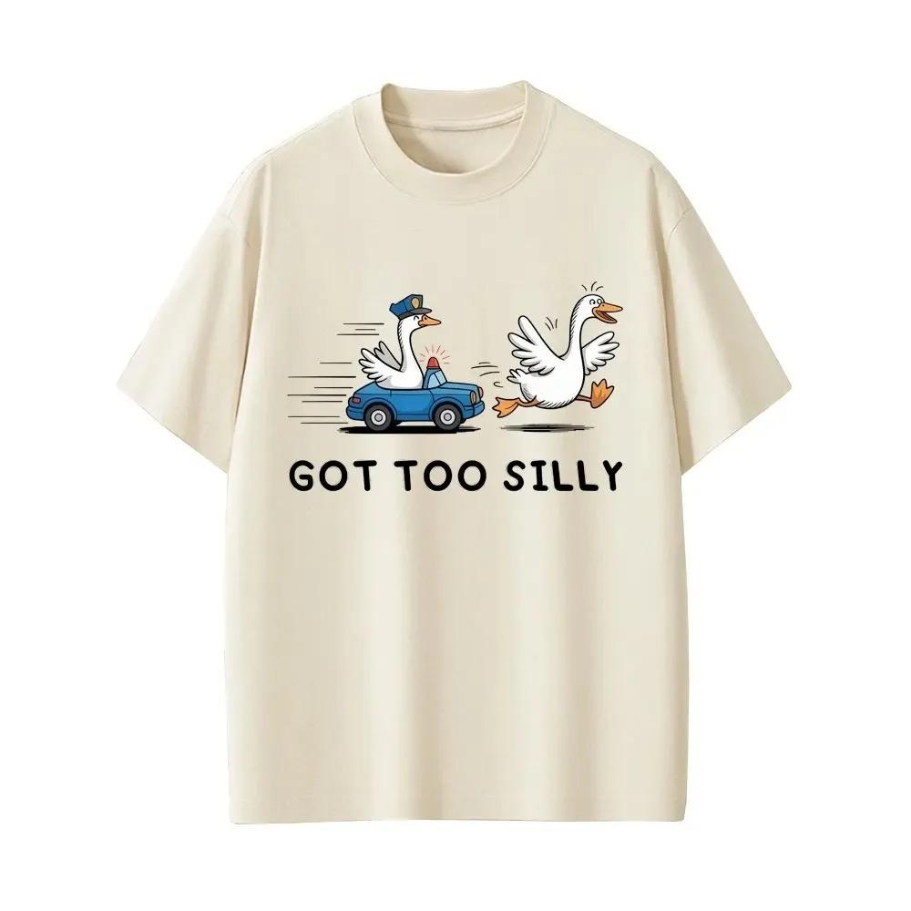 

Cute and interesting duck print pattern Tshirt round neck short sleeved versatile casual Womens Tshirt S