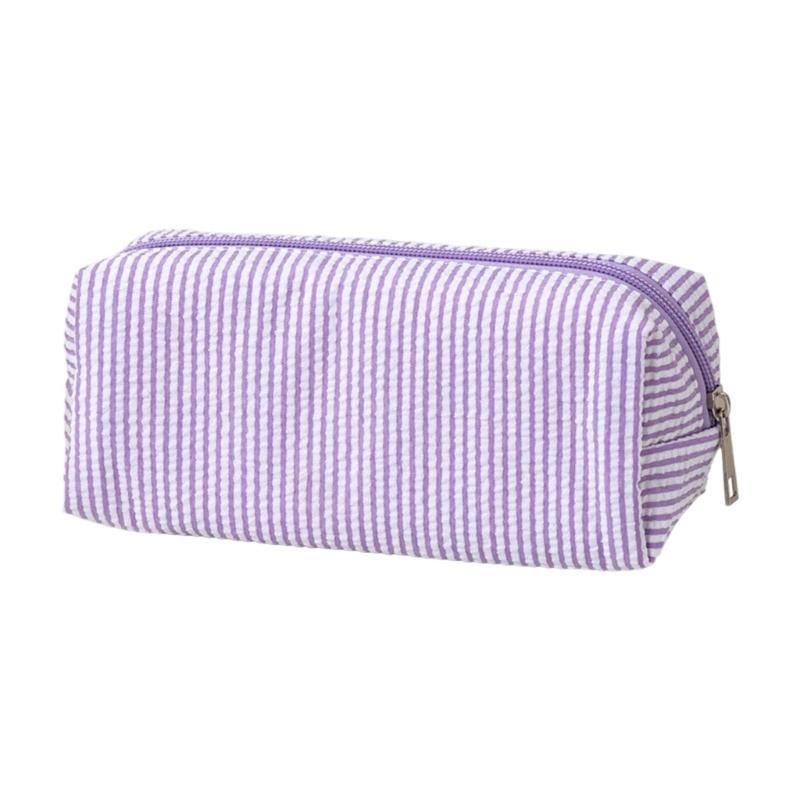 Multiunction Striped Pencil Case Water Resistant Polyester Pen Pouches Travel Cosmetics Bag For School Office Supplies