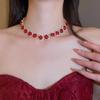 European-American Rhinestone Geometric Earring & Necklace Set: Exquisite High-End Clavicle Chain with Retro Flair.