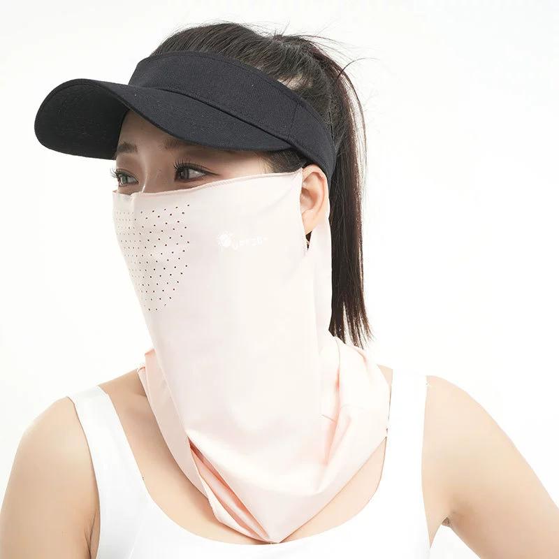 Summer Outdoor Breathable Women Ice Silk Veil Uv Protection Face Neck Cover Hanging Ear Sunscreen Face Cover for Fishing Cycling