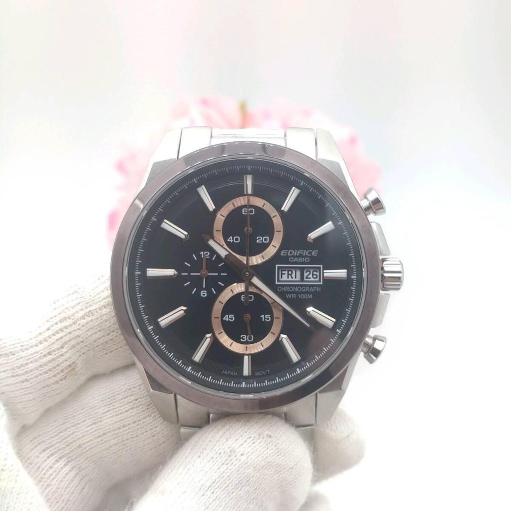 Used Working Condition: CASIO Edifice Chronograph Day-Date Calendar Quartz Watch for Men - Management ID 1092i