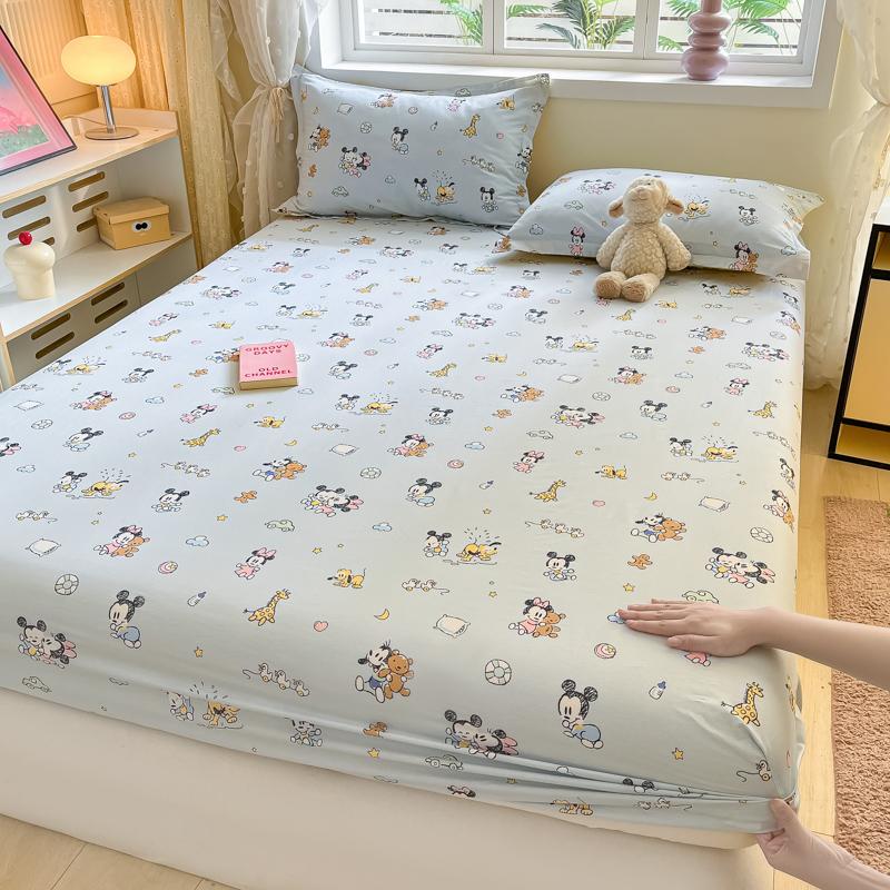 Cotton Grid Printed Fitted Sheet Dust Protector Cover Universal Mattress Cover Bed Sheets Queen With Elastic Bed Linens