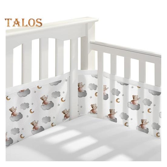 Căptușeală respirabilă pentru pătuț cu curele față-verso, barieră de siguranță din plasă, instalare ușoară, protecție pentru membre, bară de protecție pentru pătuț