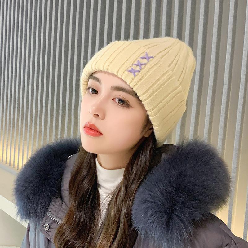 Hat for Women In Autumn and Winter Versatile Korean Thickened Warm Ear Protection Cute Knitted Wool Hat for Women Korean Style