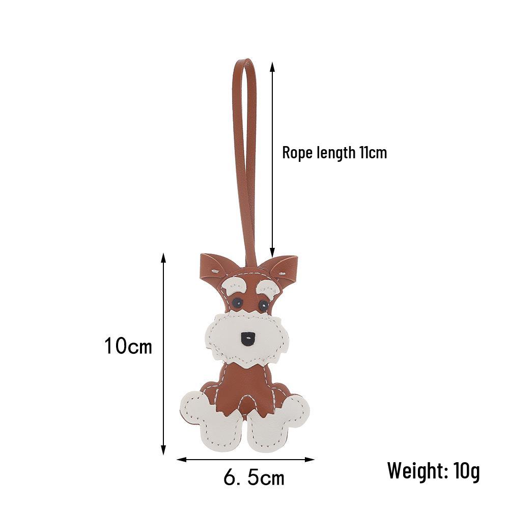 Mini Schnauzer Cute Cartoon Leather Bag Lanyard Keychain Pendant - Creative Small Gift