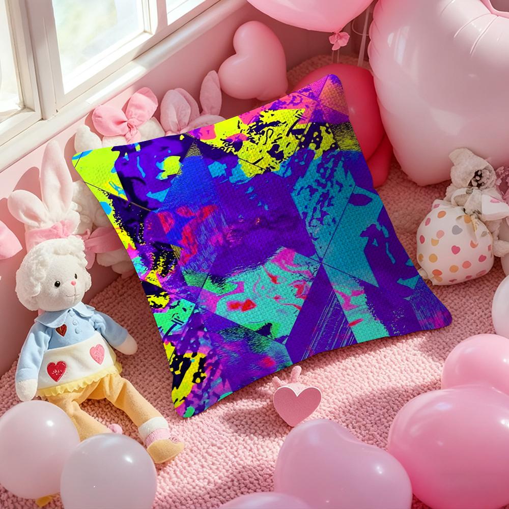 Cyberpunk Gradient Tone Pillow Case Antidustmite Pillowcase Invisible Zipper Silky Short Plush Sofa Cushion Cover