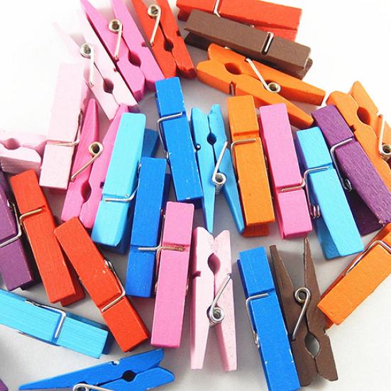 20 Adet Çok Renkli Ahşap Clothespins Ahşap Çamaşırhane Clothespins Kağıt Craft Klip