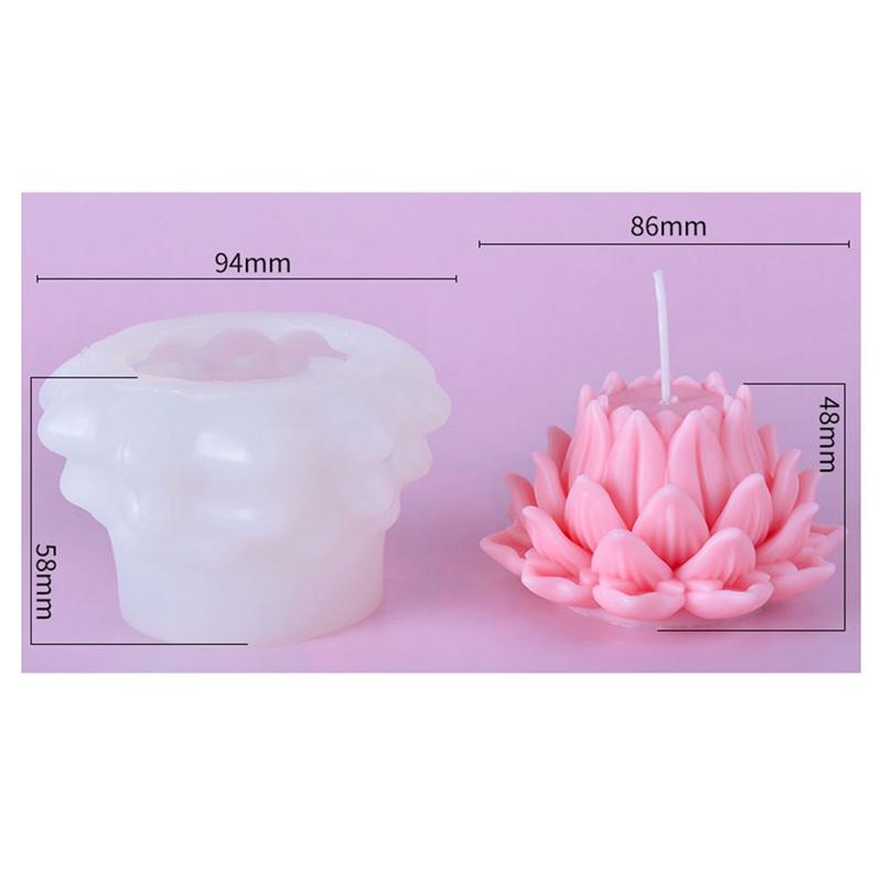 M-Modern-Simulation Lotus Candle Silicone Mold Blossom Flower Soap Fragrance Ornaments Making Chocolate Cake Decor Gift