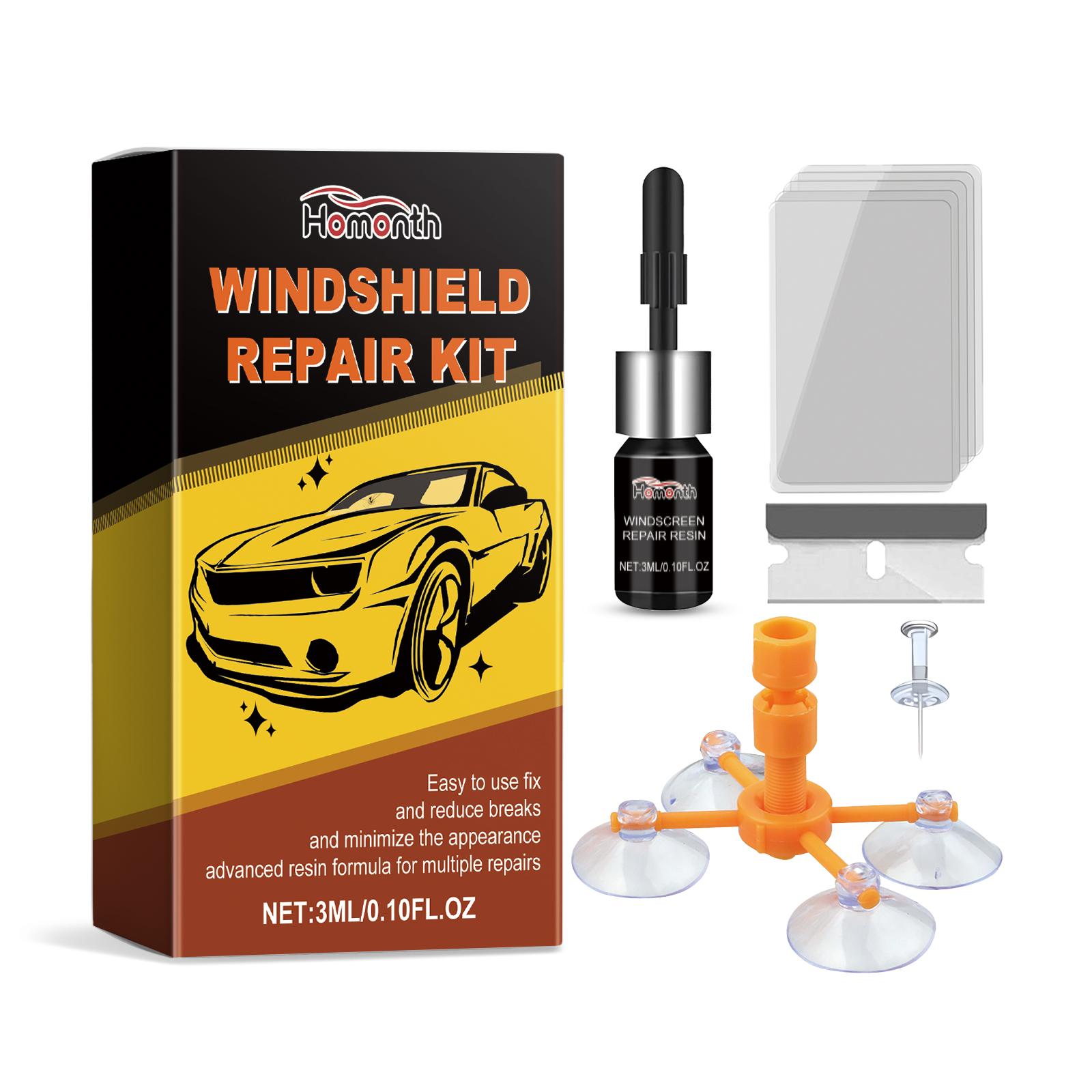 

Homonth Windshield Repair Kit – Auto Glass Crack Repair Fluid, Car Windshield Crack Repair Agent, for Fixing Chips, Cracks & Star Cracks