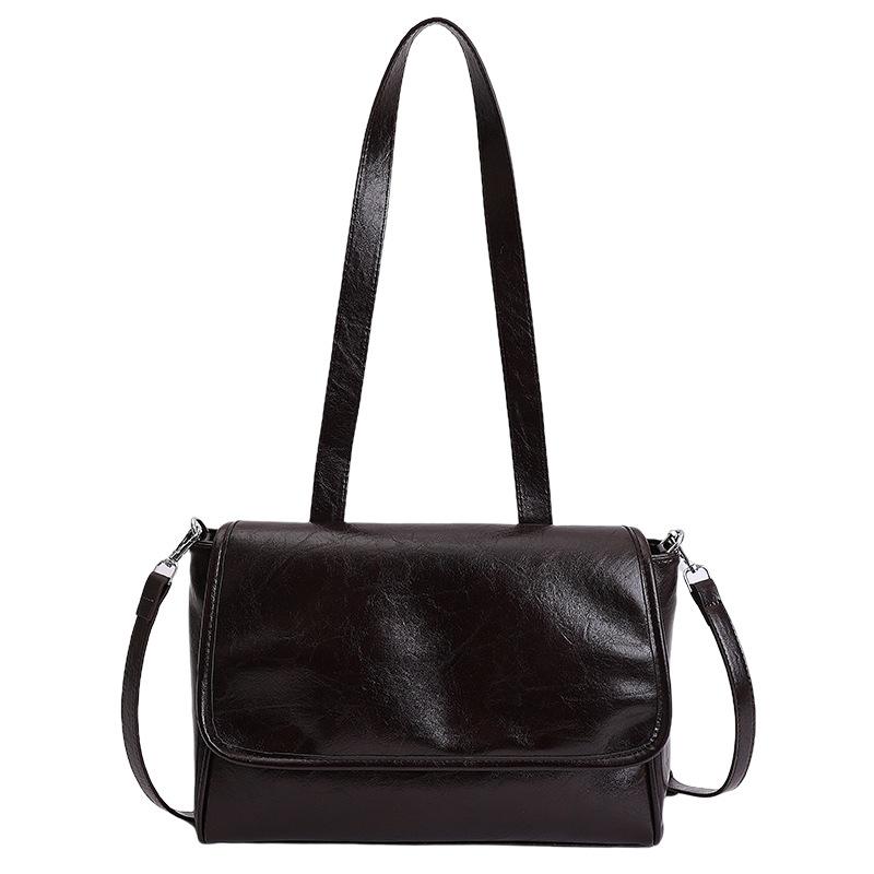 Classic Crossbody Bag for Women Elegant Faux Leather Shoulder Bag Spacious Compartment кофейный