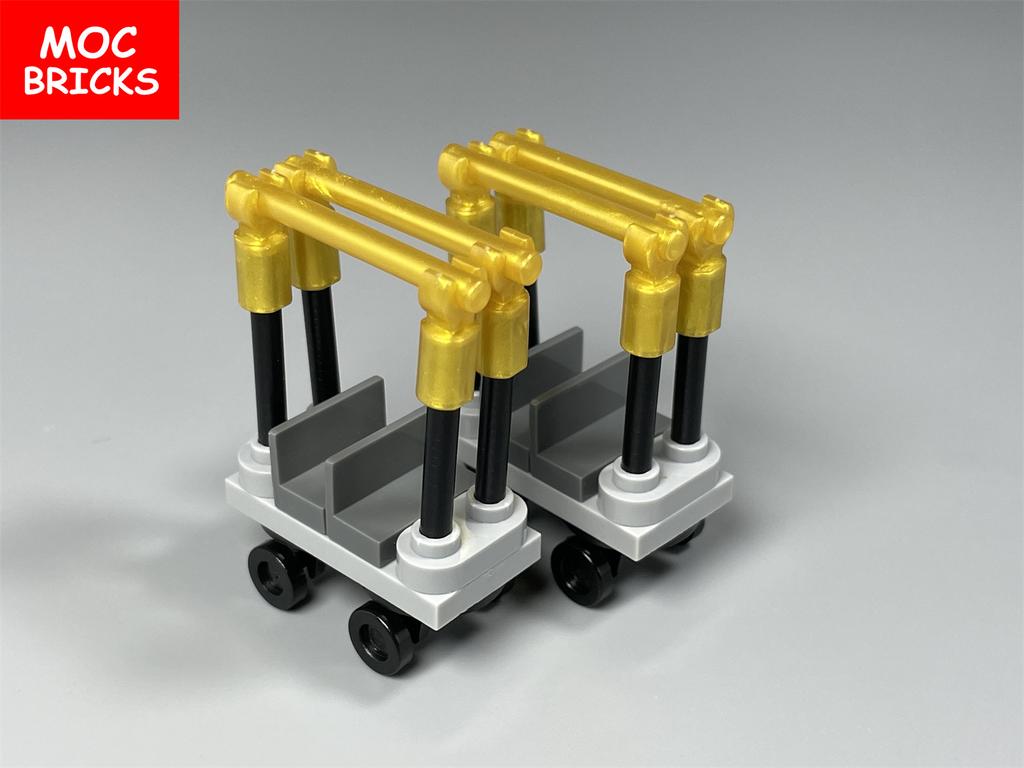 MOC Bricks Mini Hotel Luggage Car Cart Bag For City House Building Blocks Toys Children's Dolls Gifts