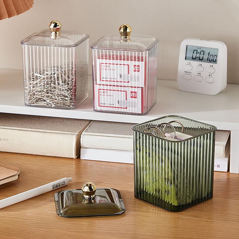 Transparent Cotton Swab Storage Box Makeup Organizer Storage Box Cotton Swab Cosmetic Box Bathroom Storage Jar Container