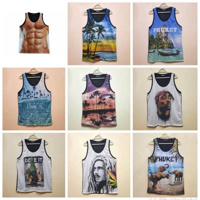 Tank Top Mesh Printed Screen Unisex Men Women Fish Net T-shirt Sleeveless 1