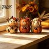 Seasonal Autumn Shelf Display 3PCS Rustic Harvest Wooden Ornaments, Animal Designs Retro Small Pumpkin Figurines Distressed Farmhouse Crafts,