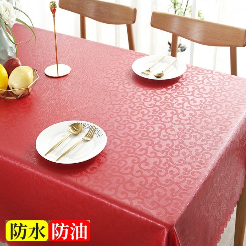 Runde Tischdecke aus Kunststoffspitze, dicke, mehrfarbig bedruckte Tischdecke, wasserdicht, ölbeständig, waschbar