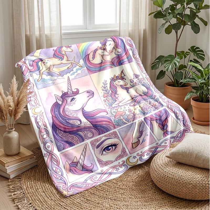 Fantasy Unicorn Adventure Theme blanket Lightweight Warm Flannel Blanket Decorative Throw Blanket for Home Decoration