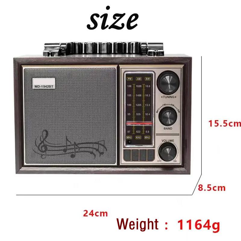 

Розкішний Дизайн Ретро Дерев яне Бездротове Bluetooth 5.0 Радіо FM/AM/SW Діапазон Сабвуфер Портативне Зовнішнє Bluetooth Аудіо TF/SD USB Плеєр сірий
