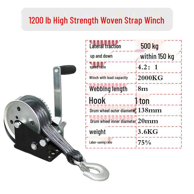 Portable Hand-Cranked Winch for Yacht Trailers and Lifting Cranes—Multiple Models Available
