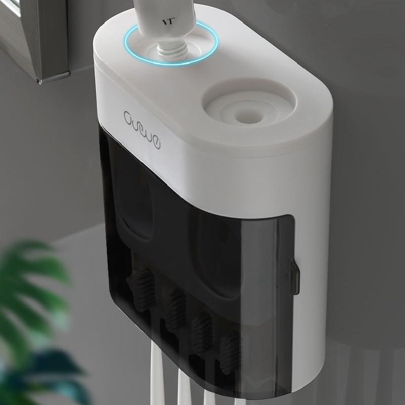 Wall Mounted Toothpaste And Toothbrush Holder With Magnetic Closing Function For Convenient Oral Care