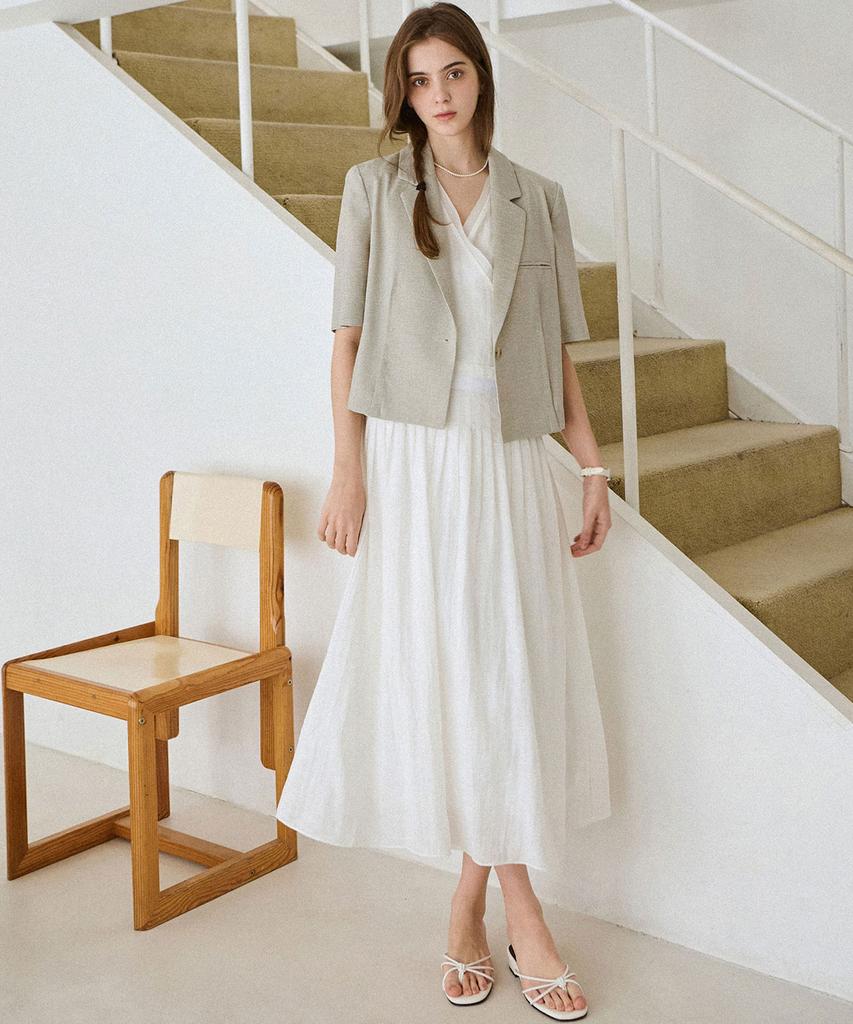 Slow Lolly Soft Wrap Sleeveless Dress_2 Colors