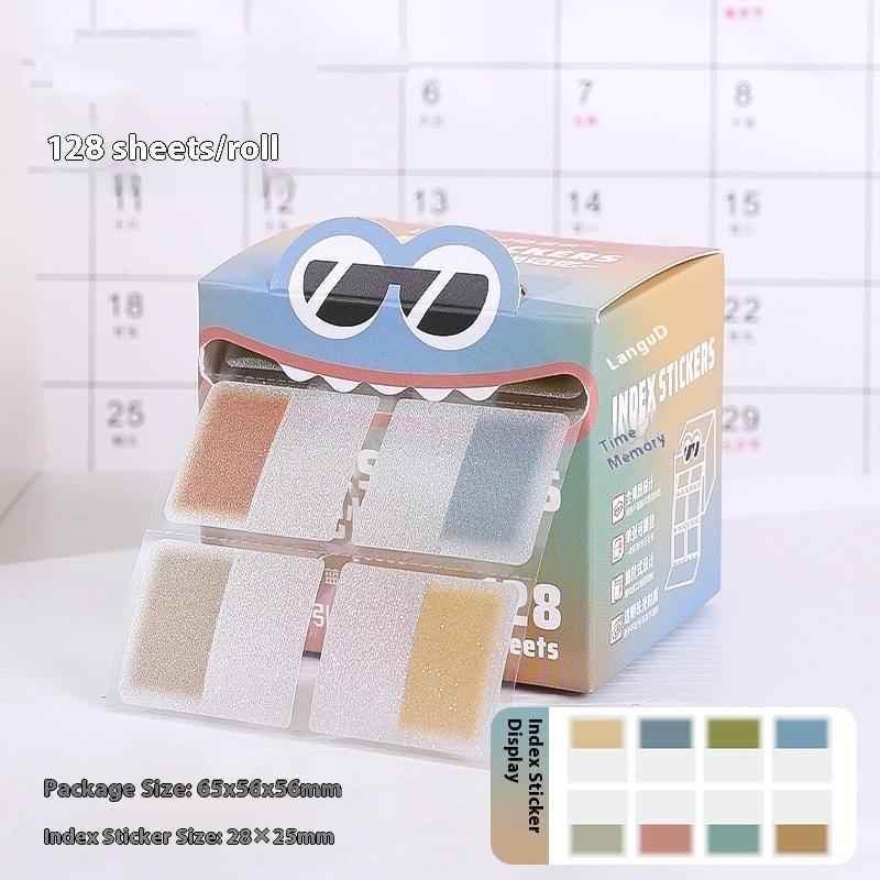 128Sheets/Box Drawer-Style Pull-Out Pearlescent Paper Sticky Transparent Colorful Marking Notes Memo Pad Note Marking Supplies