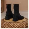 Fashion Thick Heel Short Boots Women's Thin Boots 2025 New Autumn and Winter Square Head High Heel Socks Boots Suede Elastic Boots