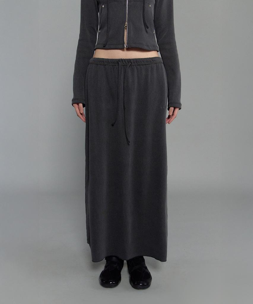 Odes Washed Rib Maxi Skirt (Charcoal)