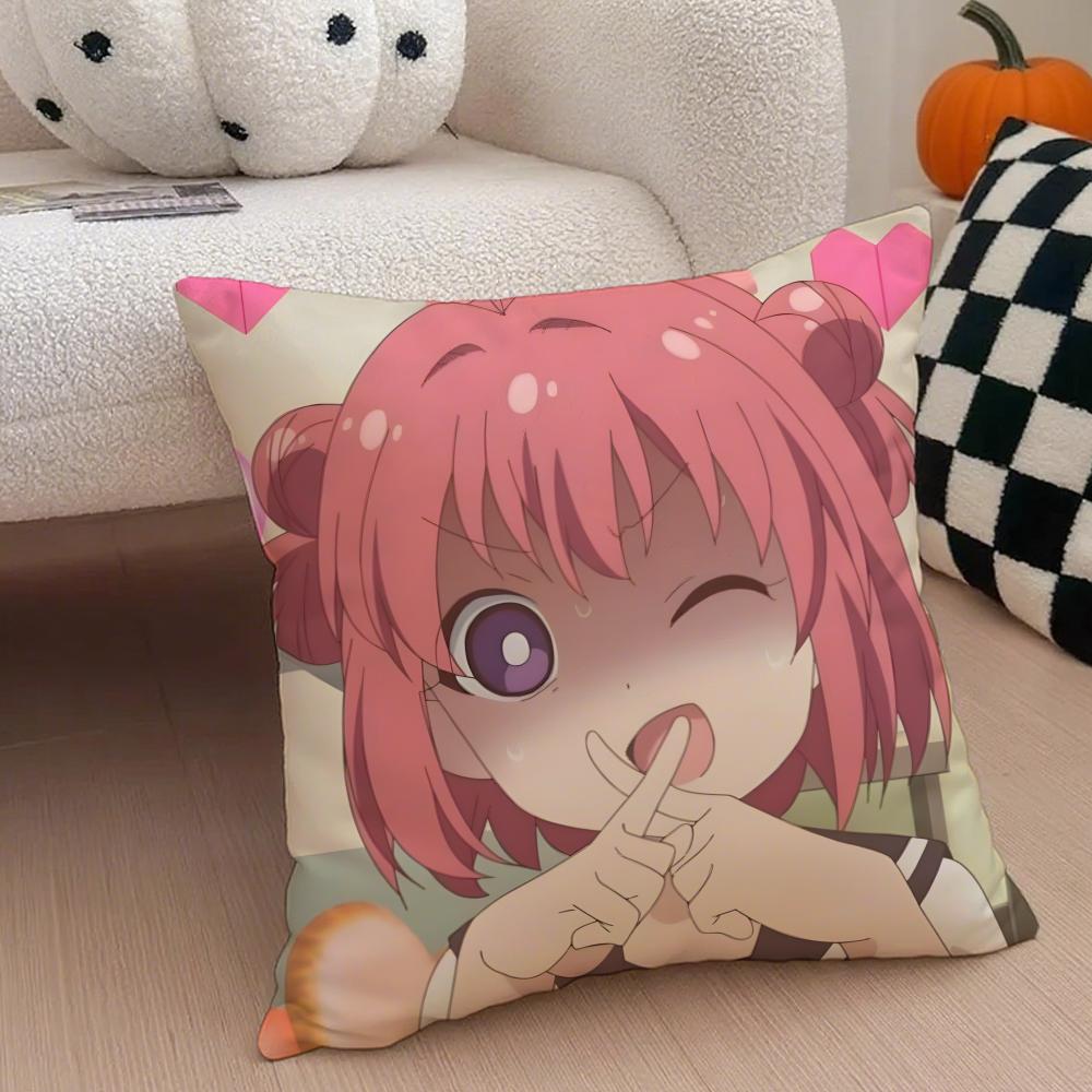 Classic Funny Japanese Anime Y-Yuru Yuri Cushion Cover Throw Pillow Cover Hidden Button Durable Polyester Chair Cushion
