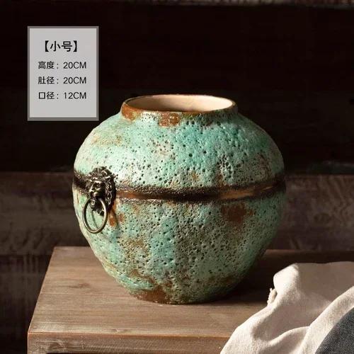 

Vintage Handmade Ceramic Vase Table Top Dry Flower Arrangement Coarse Pottery Jar Decorative Decorations for Home Flower Pots