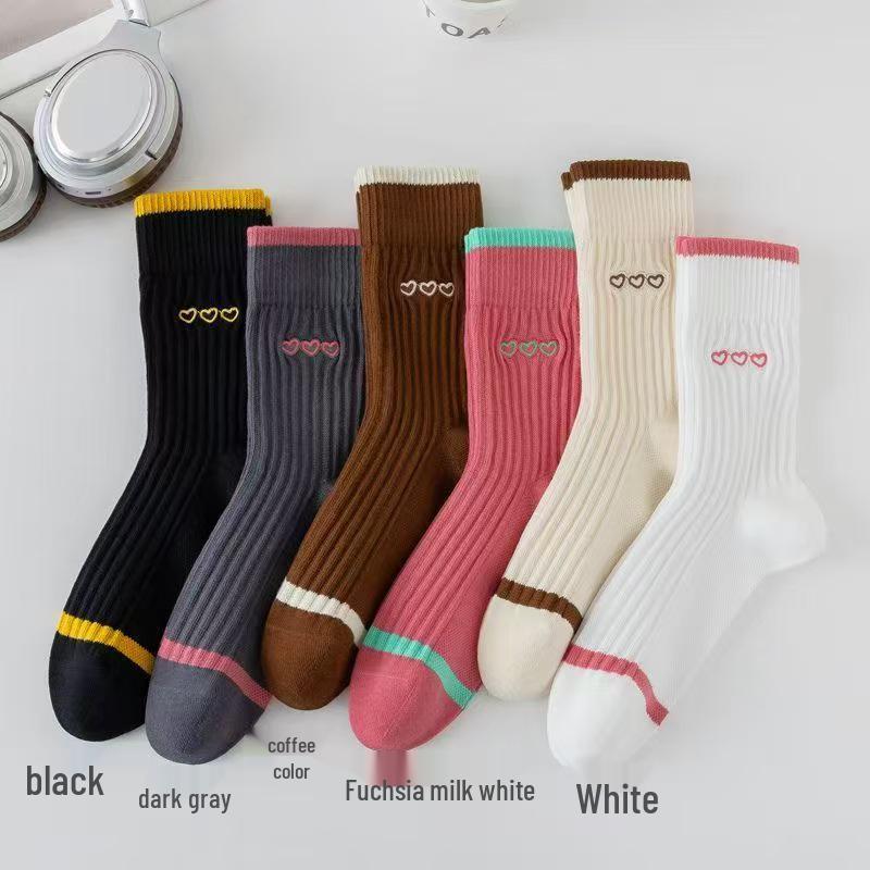 

Women s Autumn/Winter Pure Cotton Seamless Embroidered Mid-Calf Ruffled Socks - Odor-Resistant & Sweat-Absorbent Ins Style