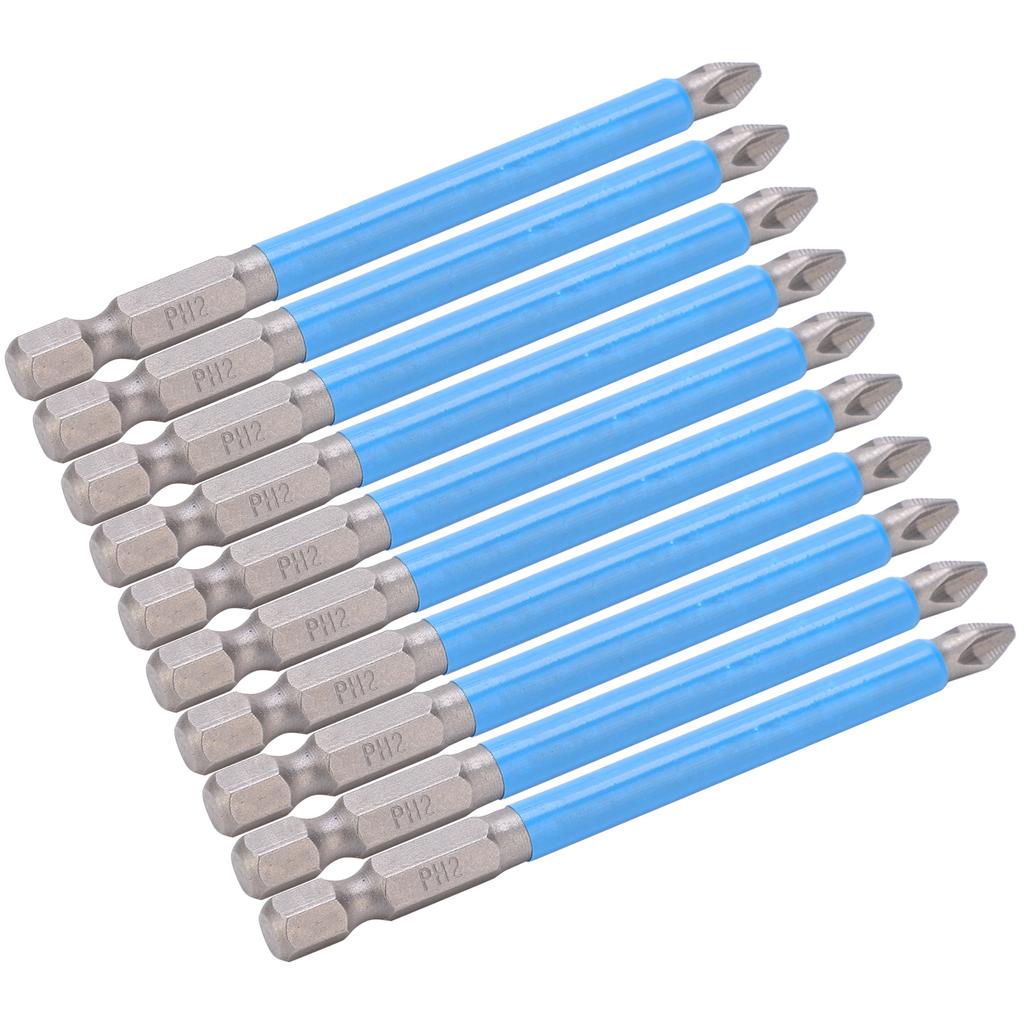 10Pcs Cross Screwdriver Bits 90mm PH2 NonSlip Magnetic Electric Drill Bits Accessory