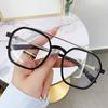 Women Trend Retro Plain Face Myopia Eyewear Fashion Double Beam Metal Glasses Men Blue Light Blocking Eye Protection Eyeglasses