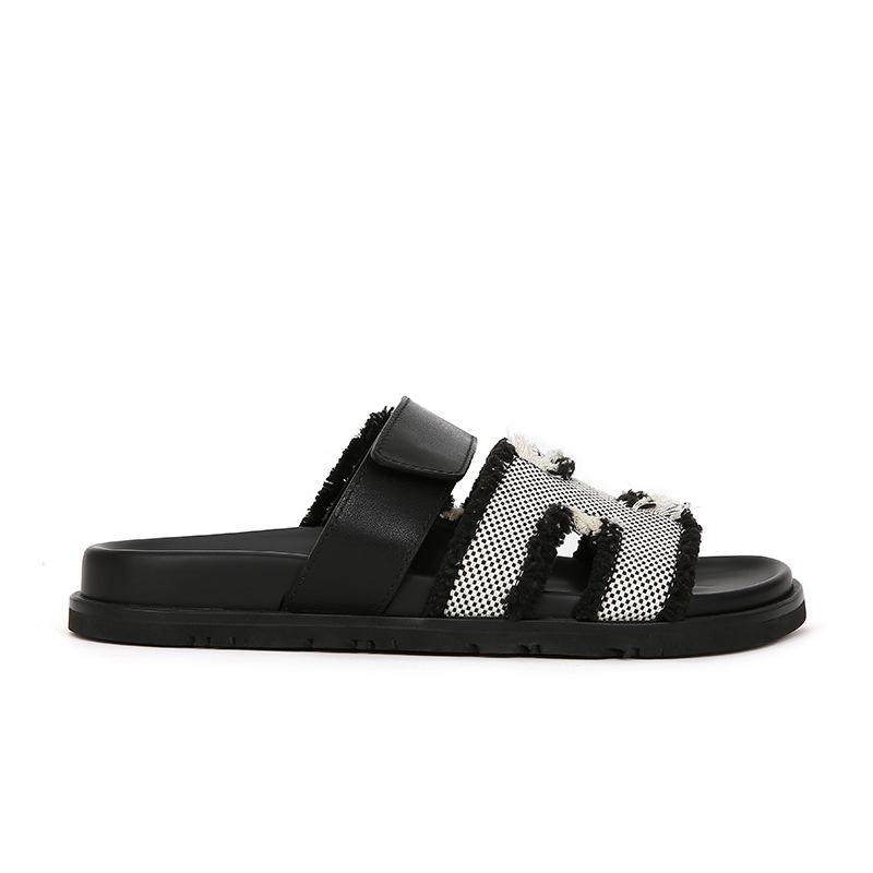 Su Yinyin Same Spot Sandals Women's Fashion~ Velcro Casual Thick-soled H-shaped Second Uncle Slippers Women's Sandals Outside