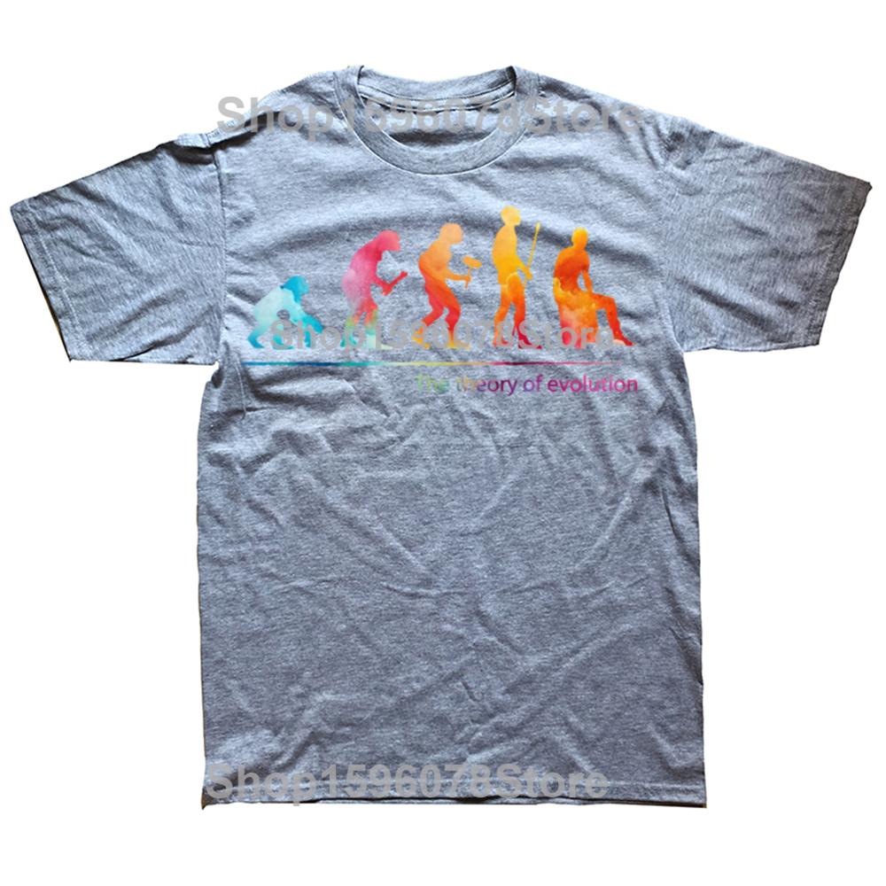 Funny The Theory of Evolution Cajon Graphic T Shirts Men Cotton Humor Streetwear Tee Shirt Short Sleeve Unisex Loose Clothing