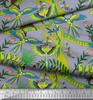 Soimoi Japan Crepe Satin Fabric Branches,Parrot & Leopard Jungle Print Fabric by the metre 42 Inch