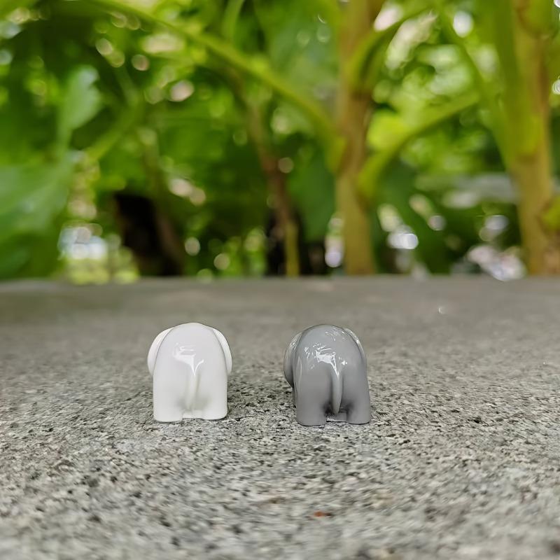 2pcs Miniature Elephant Couple Figurines, Resin Craft, Love Theme Animal Garden Micro Miniatures, for DIY Landscape Decoration, Potted Plants
