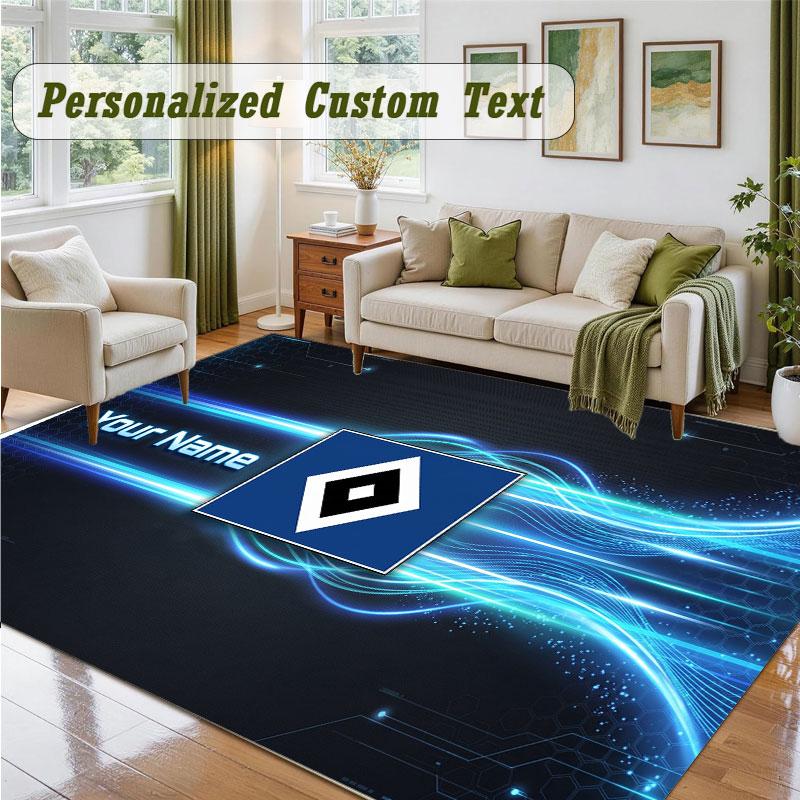 Crystal Velvet Square Rug Custom NameHamburger SV Pattern Non Slip Home Floor Decor Rug