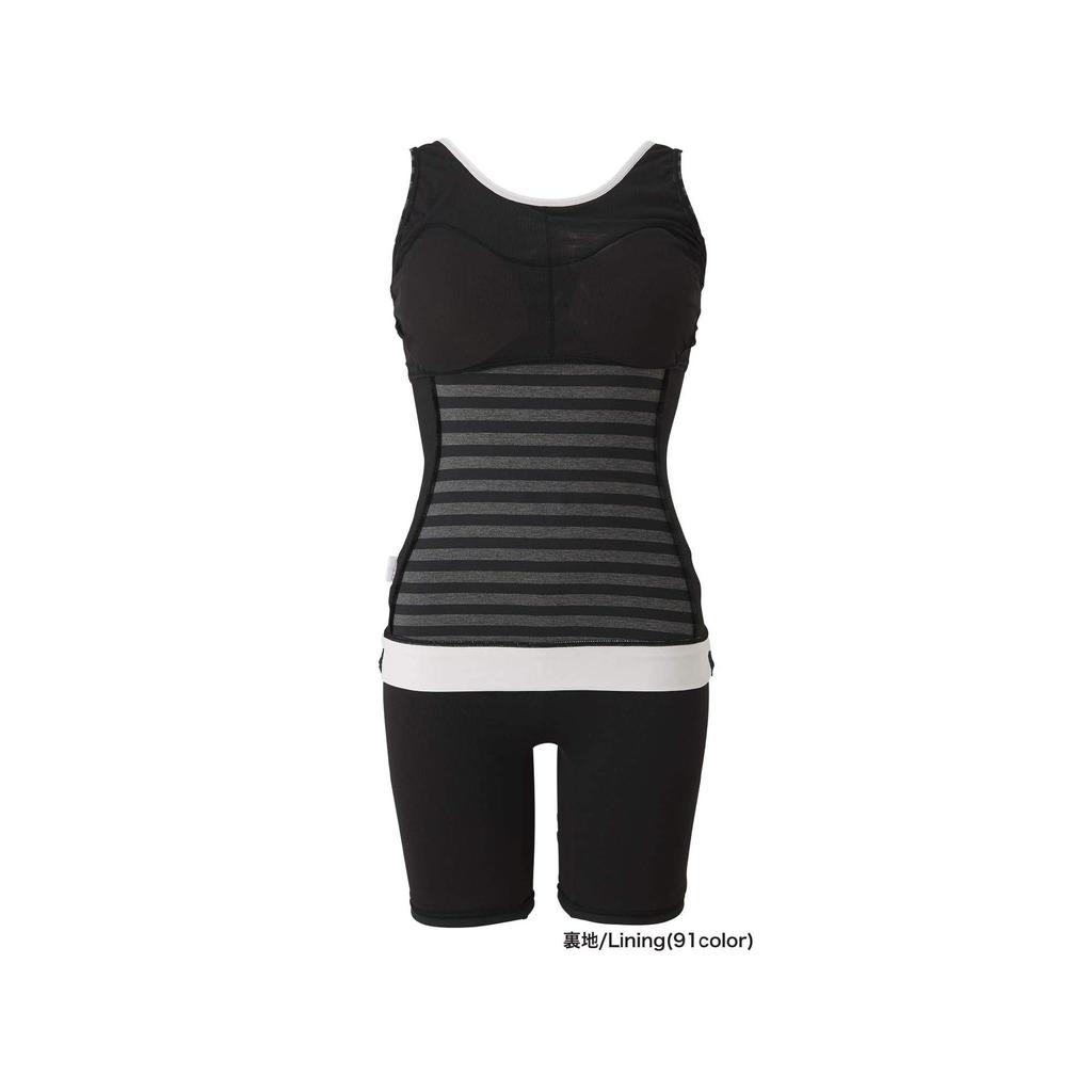 MIZUNO Gym Fitness Swimsuit Size Women's (3.5-Length) N2JG934291, Small, Black/Gray