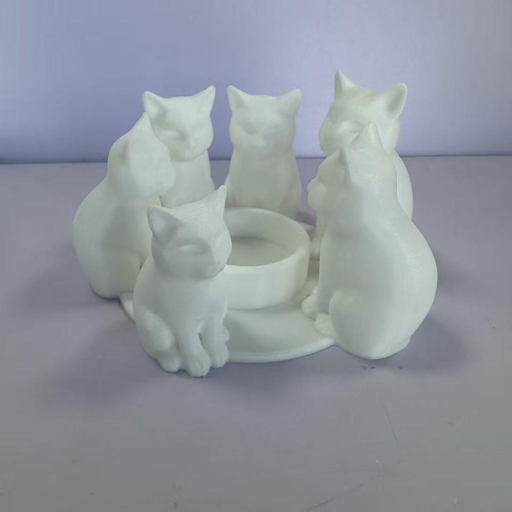 Creative Cartoon Cat Candle Holder Ring-Shaped Cute 3D Printed Candlestick Decorative Black Kitten Ornament Apartment