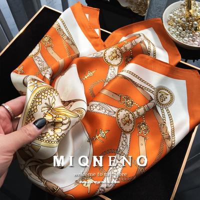 Drucken Platz Silk Schal Frauen Mode Satin Bandana Dame Schal Und Wrap Stirnband Tasche Schals Haar Band Halstuch Weibliche hijab
