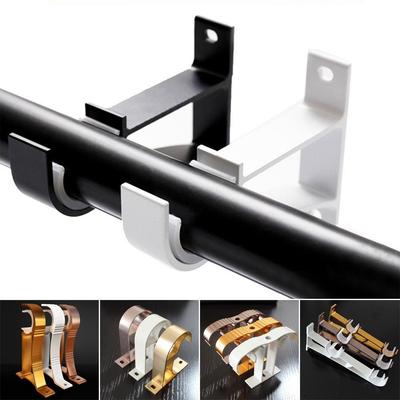 Aluminum Alloy Curtain Rod Bracket Single Double Hang Rod Support Clamp Fixing Clip Hanger Hook Durable Furniture Hardware