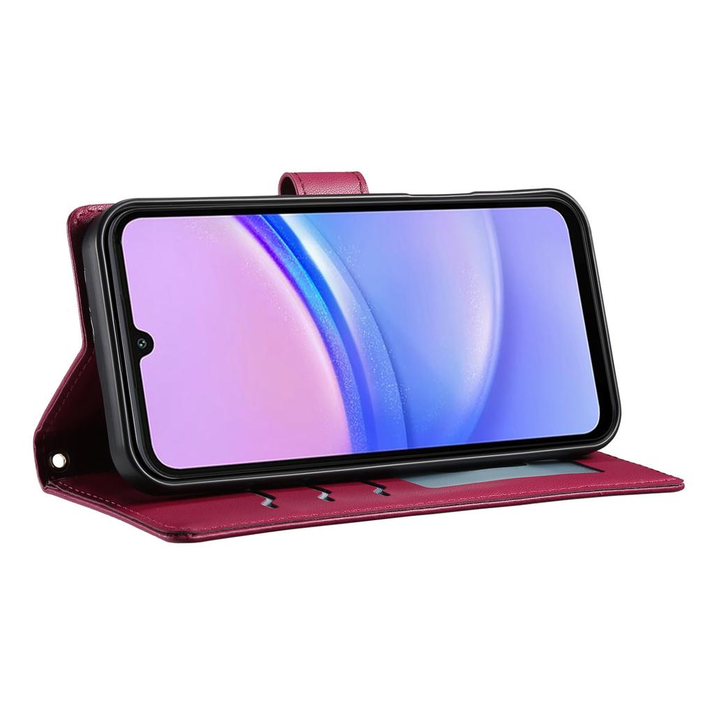 For Samsung Galaxy A15 5G/4G Case Rhombus Stitching Wallet Stand Leather Phone Cover with Long/Short Strap