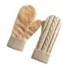 Thermal Knit Gloves for Winter Double-Layer Fleece Lined Windproof Mittens
