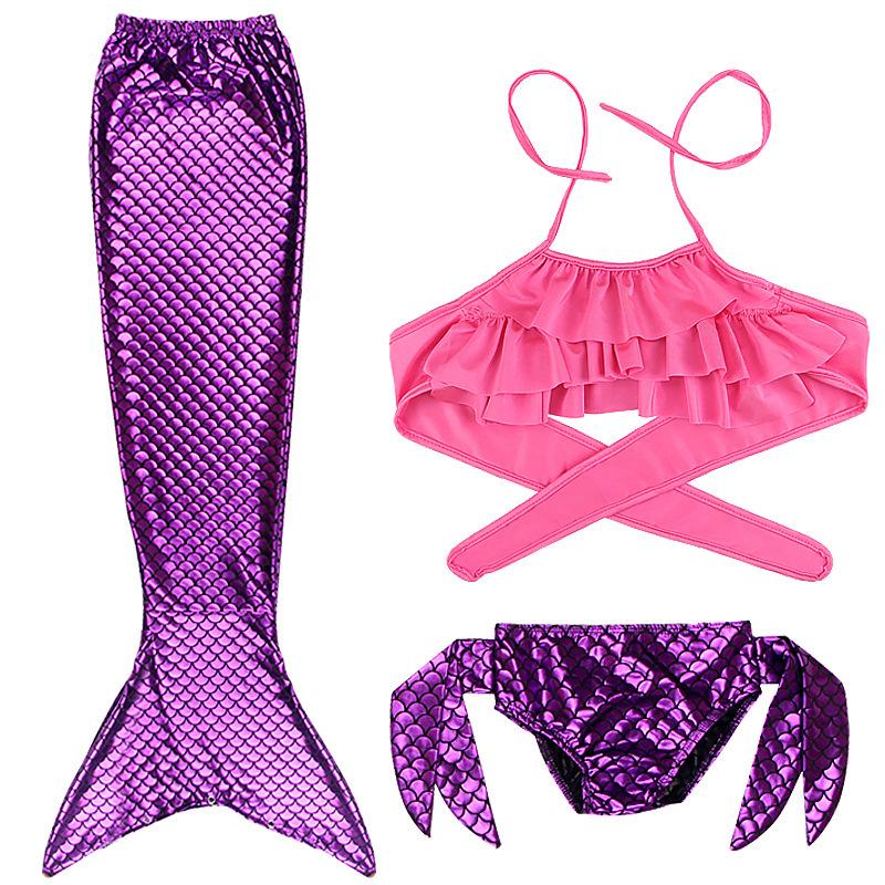 Mermaid Swimsuit Girls Middle School Elder Princess Split Skirt Elementary School Mermaid Baby Three-Piece Set