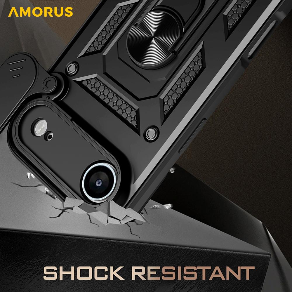 AMORUS For iPhone 17 Air Case Kickstand PC+TPU Phone Cover with Camera Lens Slider