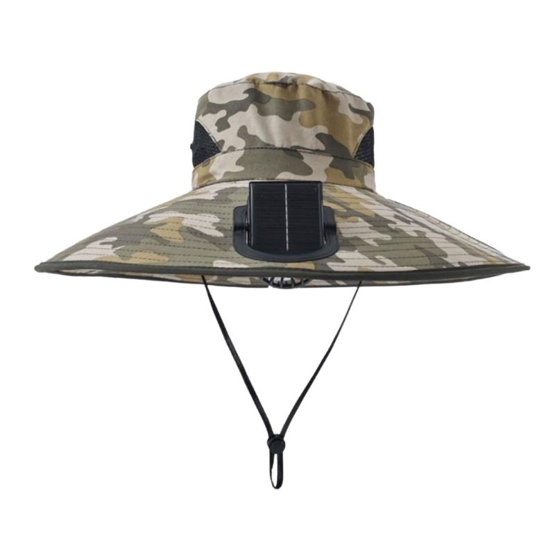 Solar Powered Cooling Hat With Solar Fan Adjustable Fan Breathable Neck Flap For Outdoor Fishing Camping Hiking