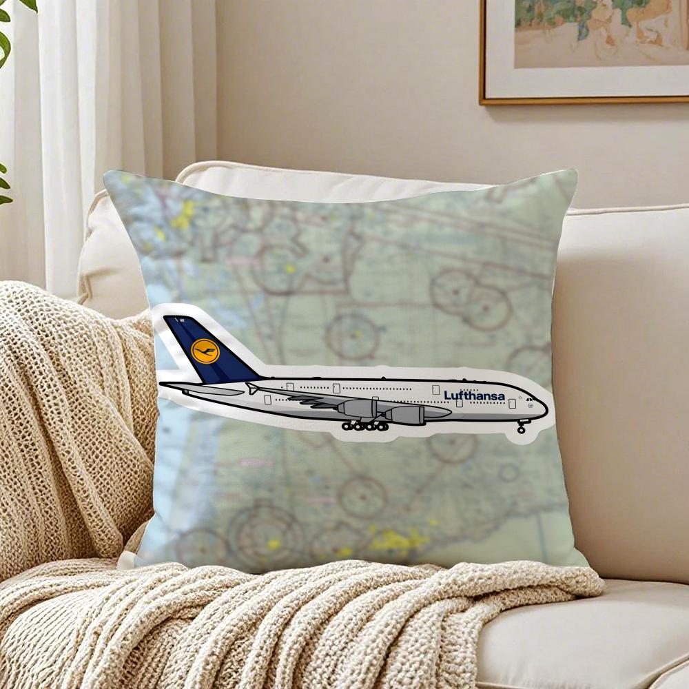 lLufthansa Aviation Themed Cushion Cover Pillowcase Antidustmite Living Room Sofa Decor Cushion Room