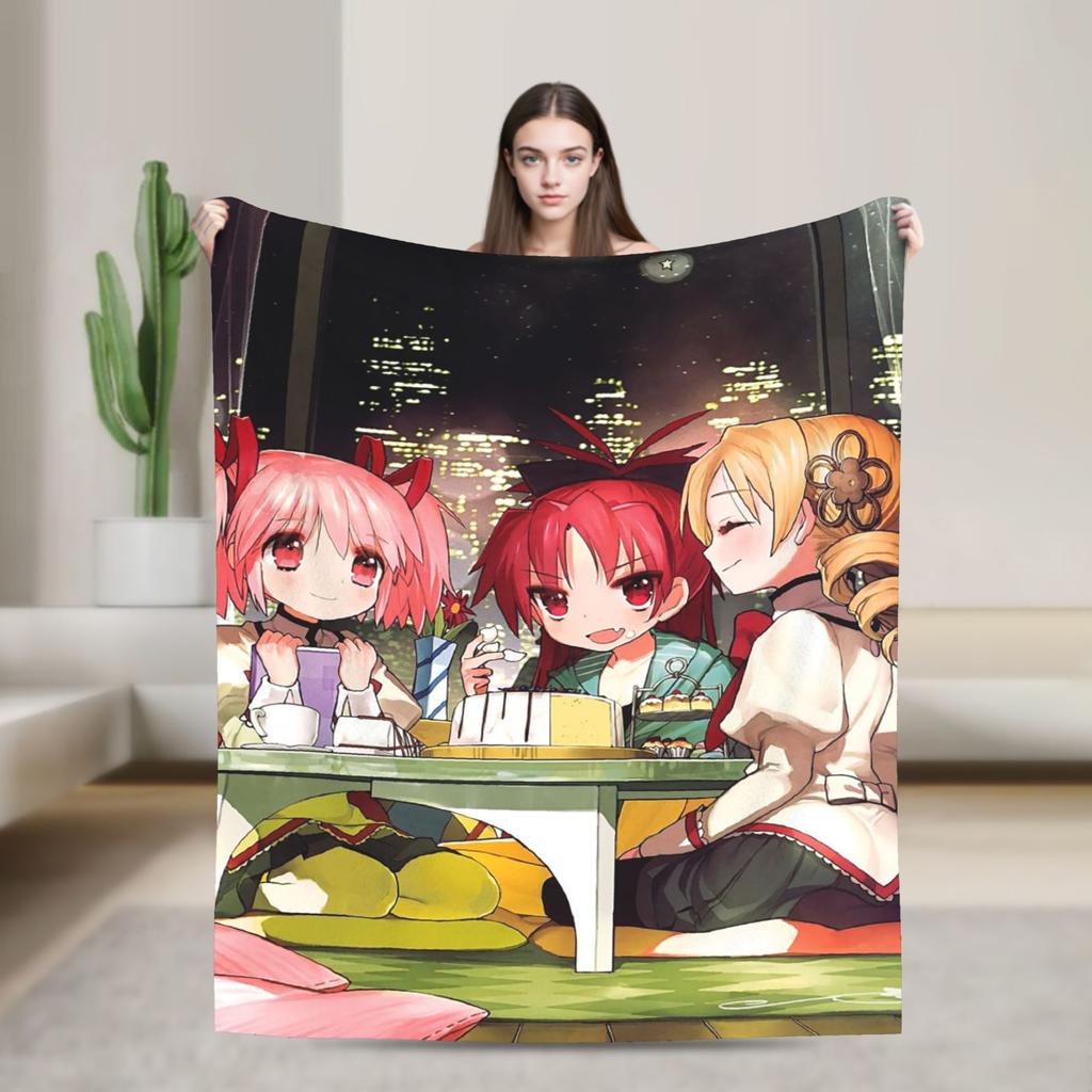 Puella Magi Madoka Magica Blanket Anime Flannel Awesome Soft Throw Blanket for Bedding Lounge Decoration